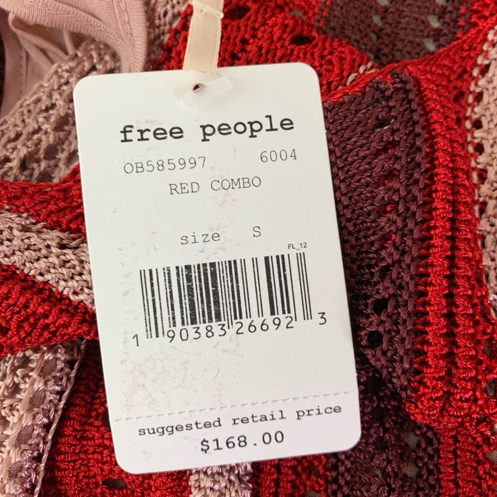 Free People Katie red orange crochet floral sleeveless dress size Small NWT - Picture 11 of 14